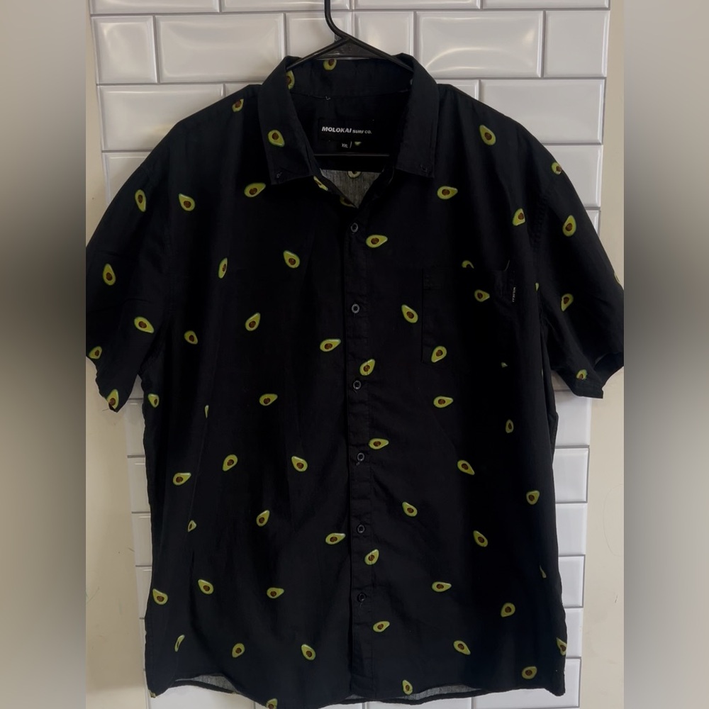MOLOCAI Black and Green Casual Button Down Shirt / size XXL